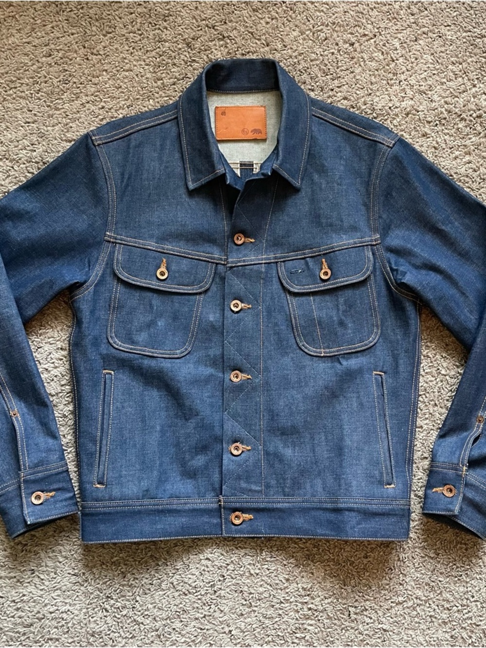 Taylor Stitch Jacket Mens 40 Selvedge Denim The Long Haul Trucker Dark Indigo
